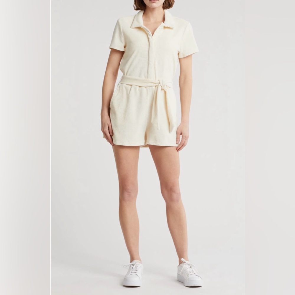 Beyond Yoga Tropez Tie Waist Terry Romper Sz M